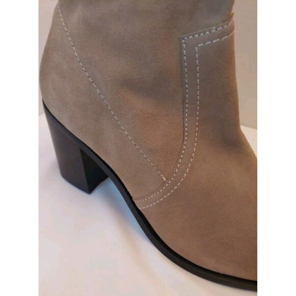 BP Surina Lea 11 M High Block Heel Pointed Toe Ankle Boot Cowgirl Leather Tan - Picture 9 of 9